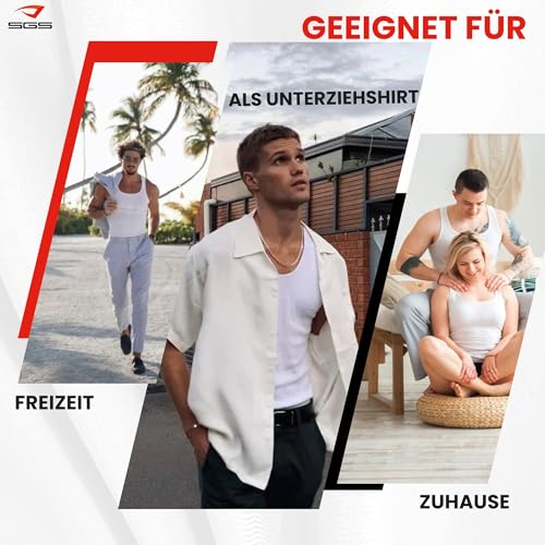 SGS 5er-Pack: Stilvolle Unterhemd Herren EXTRA LANG +12 cm & Tank Top Herren - Feinripp Muskelshirts Männer & Unterziehshirt Mann(XXL- Weiß 100% Baumwolle)