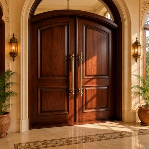 Image of GLOXY Premium Antique 30 inch Vintage Royal Taj Main Door Handle with 24 inch Hole-to-Hole Spacing - Decorative Push & Pull Aluminium Handle for Wooden & Glass Doors - Ideal for Homes, Villas & Restaurants