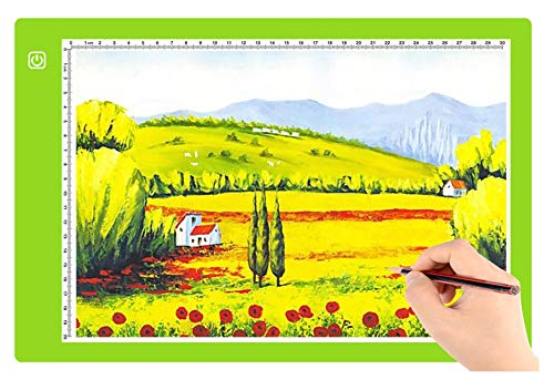 A4 Ultra-Thin Portable LED tracing Light Box Dimmable Brightness LED Art Tracing Pad for Artist Drawing Sketching Animation Stencilling and 5d Diamond Painting (Green, A4)