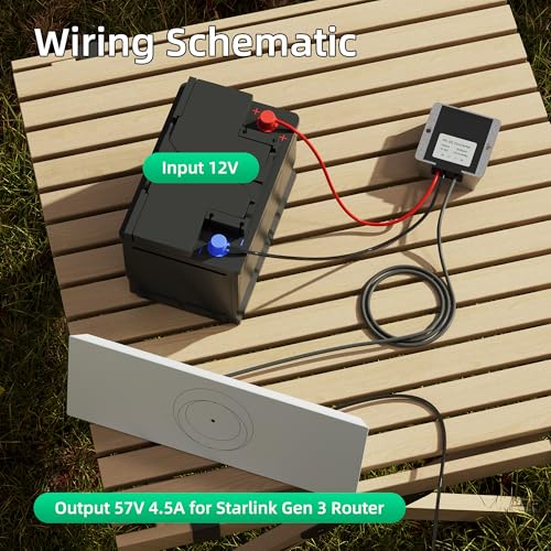Image of Starlink Standard 4X Gen 3 Power Adapter 12V to 57V 4.5A Converter for Starlink Standard 4 /4X /V3 /REV 4 Router 12V (10-36V) Step-Up Adapter DC Male Plug Cable for RV No Worry About Voltage Drop or Rise