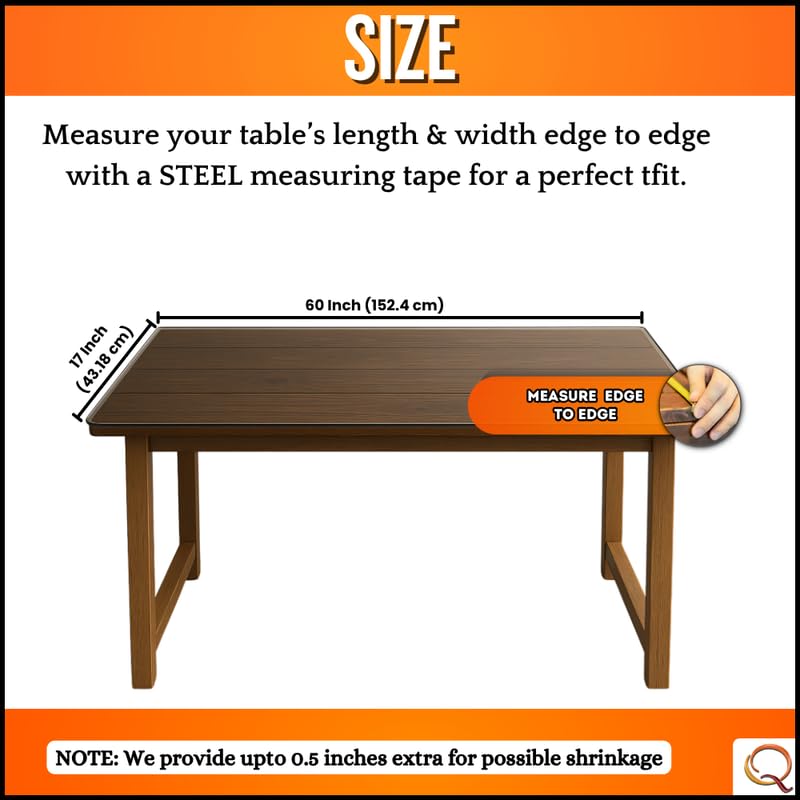 Image of Qlarity Covers 1mm Slim Shield Dining Table Sheet, 17 x 60 Inch, Clear | Premium table transparent sheet with anti-slip finish, ideal transparent sheet for dining table and everyday kitchen use