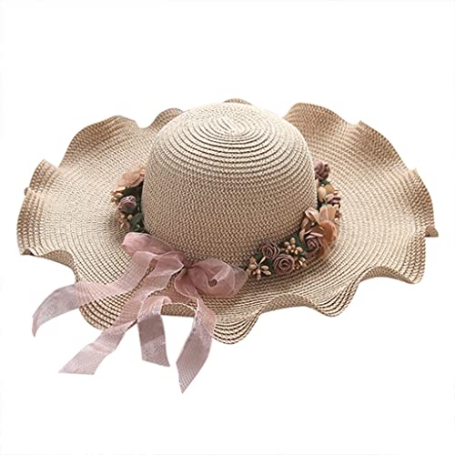 Chapeau de plage large bord ZYFSHA chapeau de soleil fille et dame taille 48-52 cm