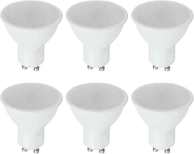 MiniSun Pack of 6 Thermal Plastic 5w High Power Long Life 50w Replacement Energy Saving LED GU10 Frosted Lens Bulb [3000K Warm White]