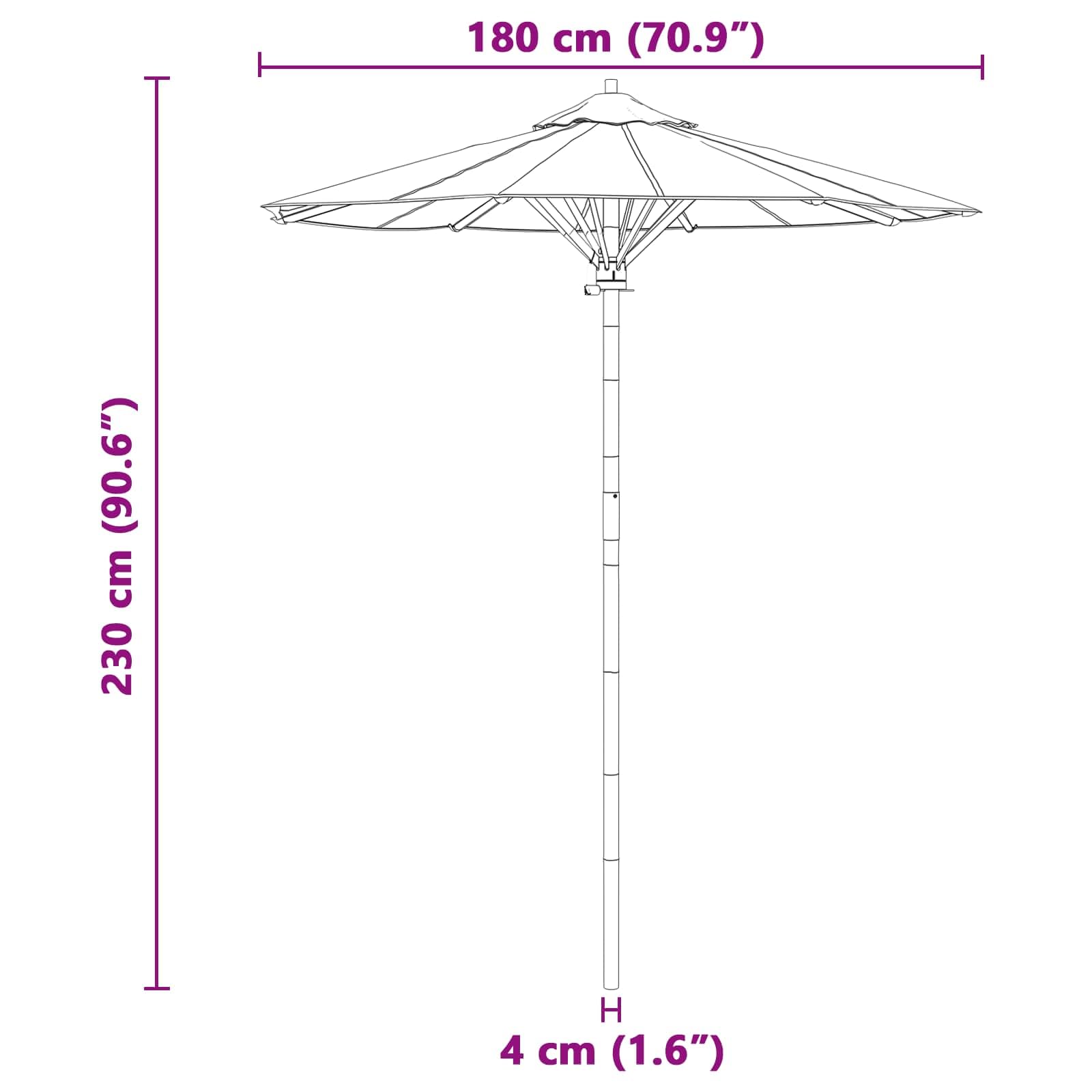 SYDE Kremowy parasol ogrodowy Ø 180 x 230 cm bambus