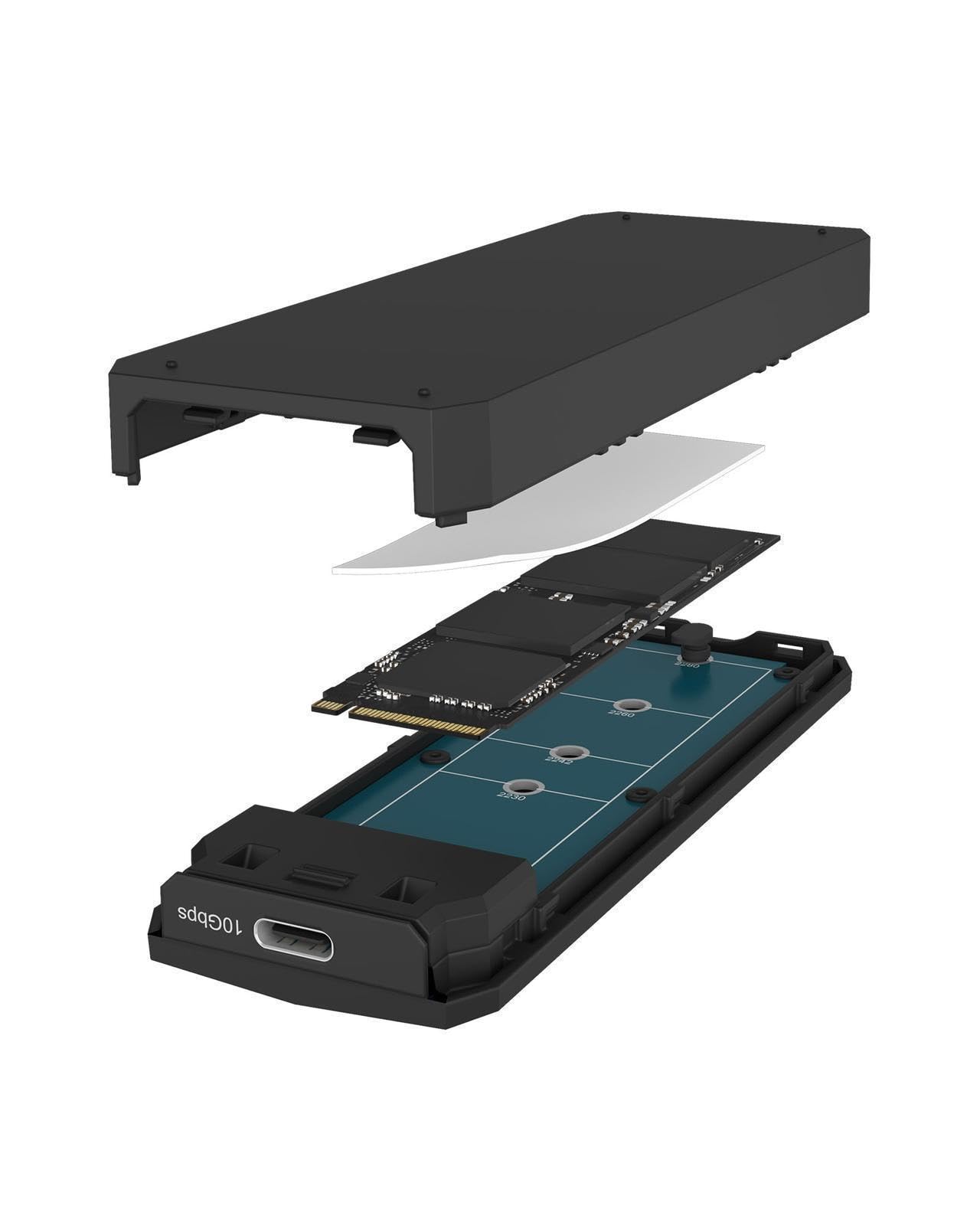 ICY Box M.2 NVMe SSD obudowa (USB 3.2 Gen 2 Type-C, 10 Gbit/s), oświetlenie RGB, do M+B Key (2230/2242/2260/2280), do 2 TB, IB-1805ML-CU31