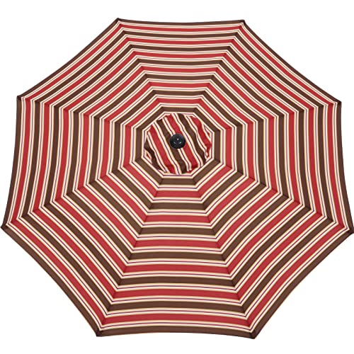 Image of MASTERCANOPY Patio Umbrella 9ft Replacement Canopy for 8 Ribs-Red Stripe Canopy Only