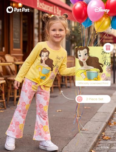 Image of Disney Girls Outfits Long Sleeve Knot Front Shirt Flare Pants 2PC Clothes