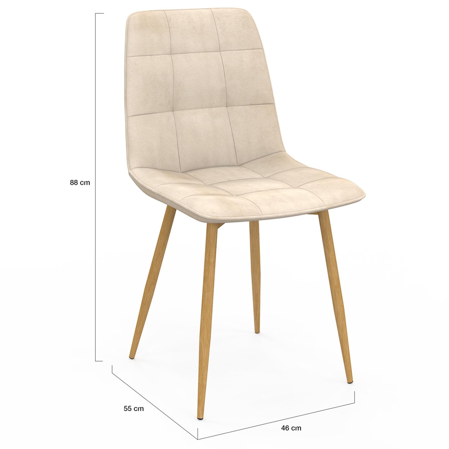 IDMarket – Juego de 6 sillas Mila de terciopelo beige y patas efecto madera para comedor