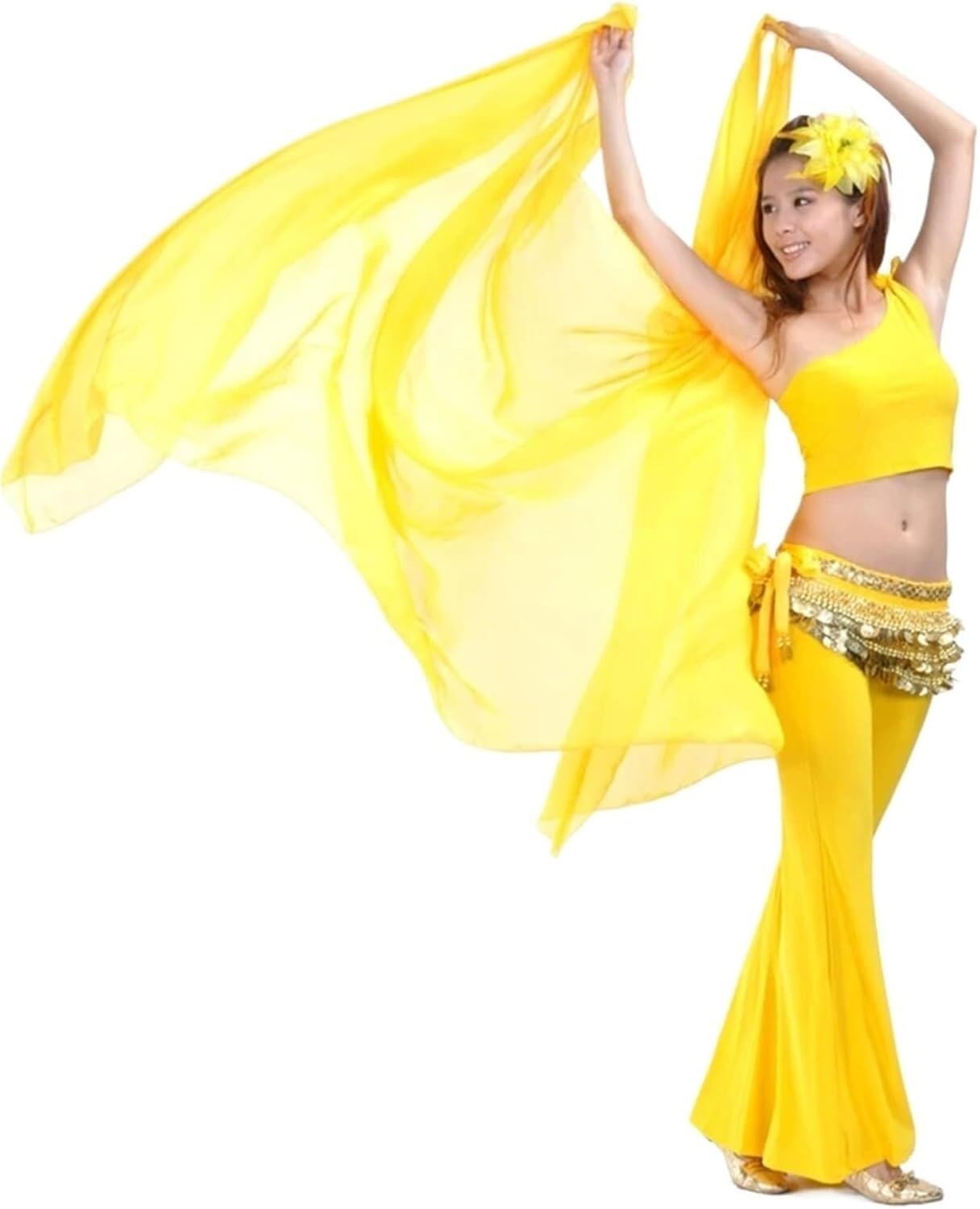 SSDDLZEQ Stage performance version Women’s Belly Dance Chiffon Veil And Shawl – 200 × 100 Cm(Color 7)