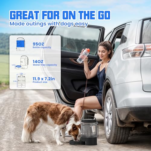 Image of Dog Water Bottle Bowl Dispenser - 95OZ Large Dog Travel Water Bottle Portable with Pull-Out Travel Water Bowl for Dogs Camping Hiking Traveling Beach Park Accessories, Leak-Proof Pet Water Dispenser