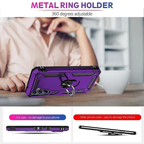 Image of for Samsung Galaxy S26 Plus Case with Screen Protector, Heavy Duty Military Grade Shockproof Rugged Protective Cover for Samsung S26 Plus Phone Case with Metal Ring Magnetic Kickstand (Purple)