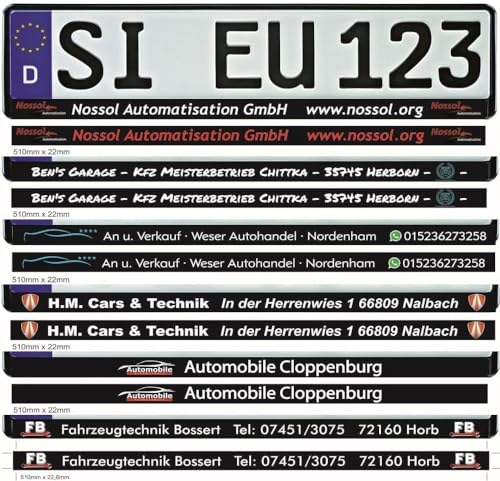 Kennzeichenhalter schwarz mit individuellem Wunschtext Bedruckt NEU (2)