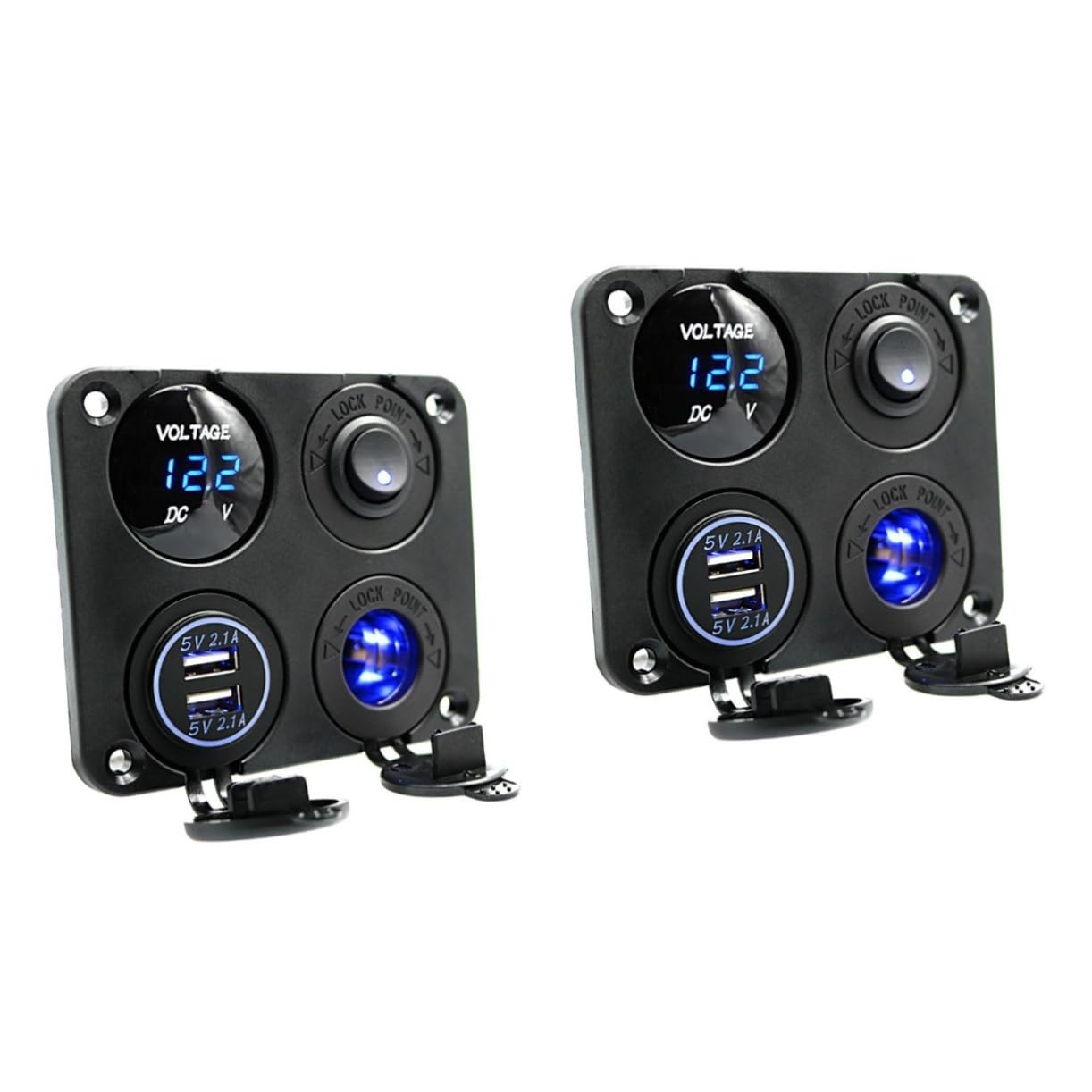 UPKOCH 2 Pezzi 4 1 Pannello Presa Caricabatterie 2.1a Caricabatterie Usb 12-24v Misuratore Di Tensione Led Per Auto Barca Marina Camper Camion Camper