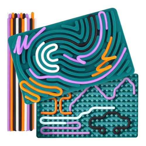 Image of Mashes Silicone Fidget Board Toy for Kids | Sensory Bend & Shape Puzzle Board with Flexible Silicone Sticks | Stress Relief, Montessori Learning, Fine Motor Skills Development | Premium Sensory Toy
