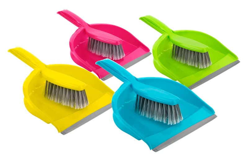 1PC Dust Pan & Brush Set Assorted Colors (Blue/Pink/Yellow/Green)