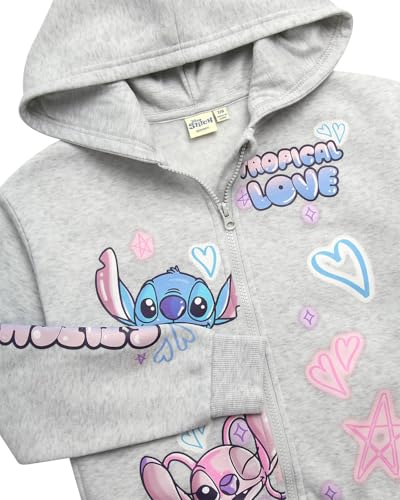 Image of Disney Lilo and Stitch Girls Cozy Fleece Zip Up Graphic Hoodie Sweatshirt