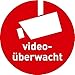 LEMAX® Aufkleber videoüberwacht mit Kamerasymbol gemäß DIN 33450 Folie selbstklebend 5 cm Ø (Videoüberwachung, Überwachungskamera) praxisbewährt, wetterfest