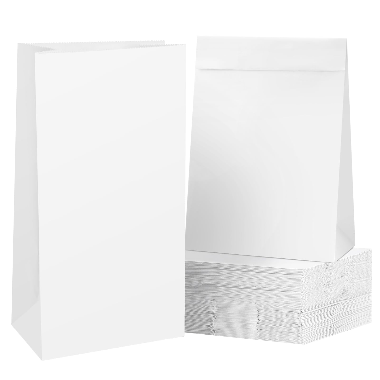 Eupako Papiertüten 50 Stück, Weiße Kraftpapier Geschenktüten