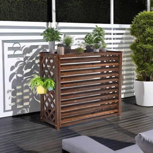 Support de fleurs pour cacher le climatiseur de votre balcon