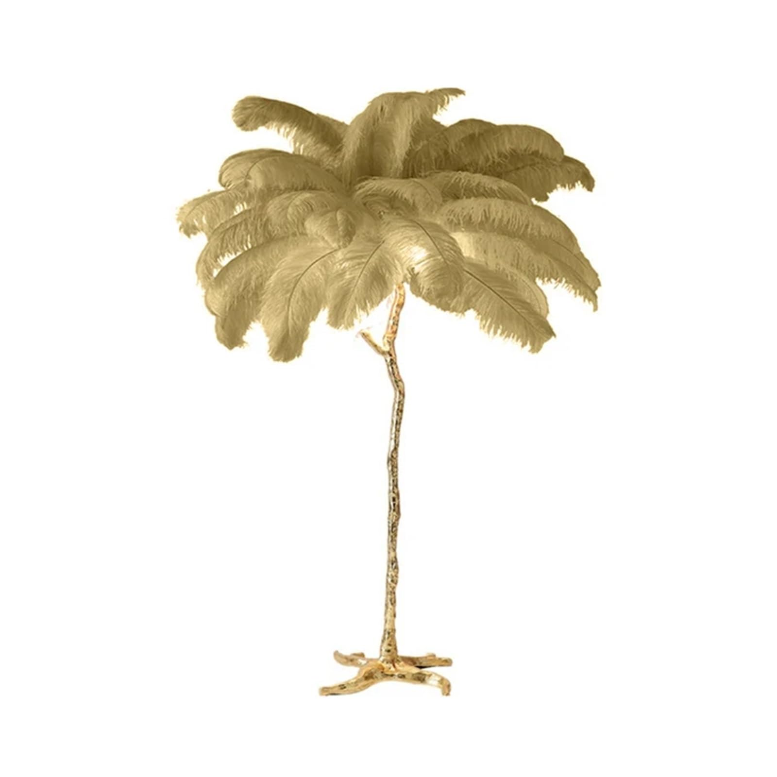 SMTYXS Nordic Luxury Living Room Floor Lamp Ostrich Feather LED for Bedroom Sofa Corner Modern Gold Resin Indoor Light Elegant Luxurious(H60cm 25 Feathers,Khaki)