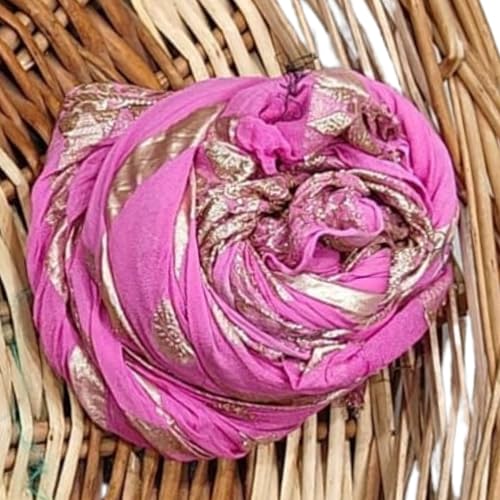 Image of Women's Pure Viscose Georgette Checks Zari Fabric Jaipuri Saree with Matching Blouse