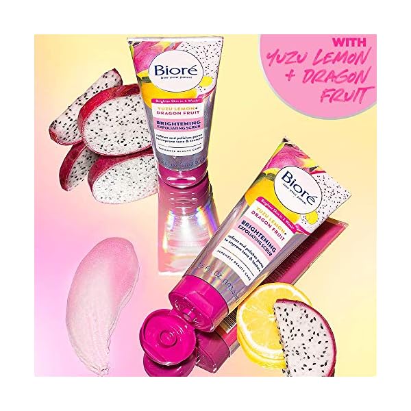 Biore-Brightening-Exfoliating-Scrub-Pink-35-Fl-Oz Bioré Brightening Exfoliating Scrub, 3.5 Fluid Ounces, to Exfoliate and Even Skin Tone, for All Skin Types