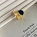 Asymmetry Black Agate Ring for Women Minimalist Open Wrap Thumb Band Gold-Tone Plated Adjustable Promise Rings Comfort Fit Wedding Fashion Unique Statement Eternity Jewelry