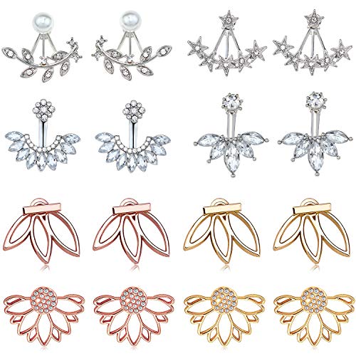 Suyi Fashion Hollow Lotus Flower Earrings Crystal Simple Chic Stud Earrings Set