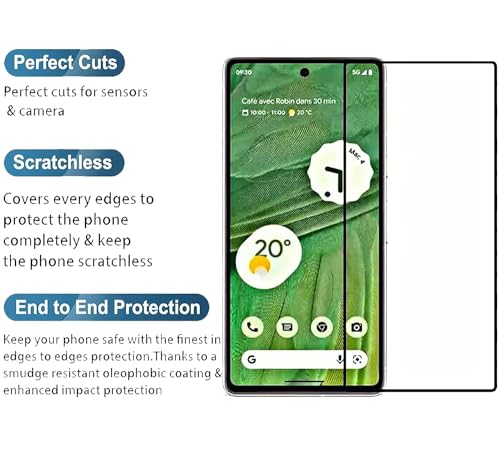 Image of Tempered Glass Screen Protector Compatible for Google Pixel 7 with Edge to Edge Coverage and Easy Installation Kit, Pack of 1, Black