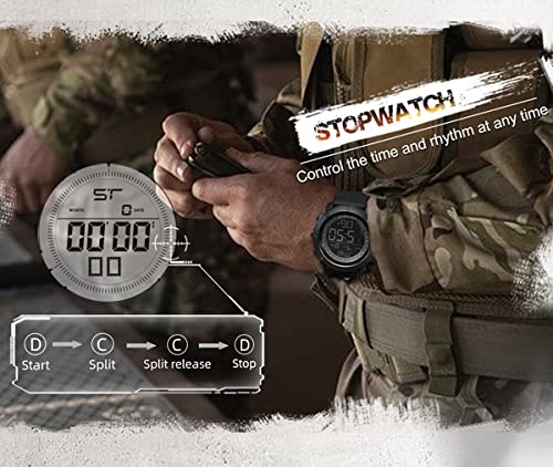 Image of NORTH EDGE Men's Watches Military Watches for Men Carbon Fiber Waterproof for Men Date Display Nylon Army Tactical Sports Minimalist, Black, 50, outdoor