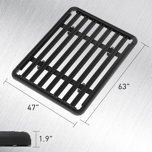 Image of WILDROAD Aluminum Roof Platform, 63 inch x 47 inch Universal Flat Roof Rack Heavy Duty Roof Rack Platform with 10 Sets Eye Bolt Nut and T-Screws Anchoring Kit Fits for SUV, Truck