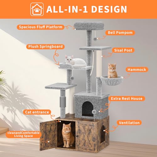 Árbol para Gatos con Caja de Arena y Rascador miniatura 5