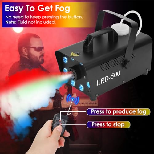 Máquina de humo 500W con LEDs y control remoto miniatura 2
