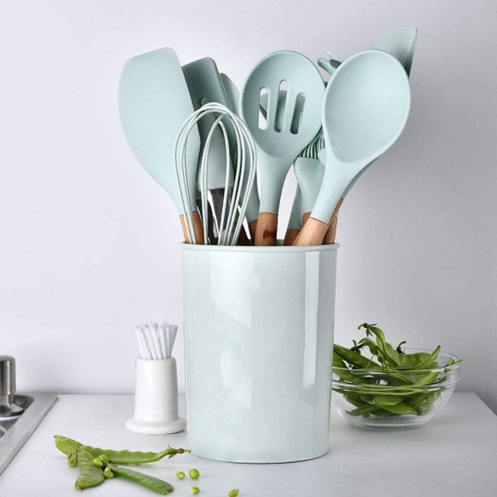 SKUZA Küchenutensilien-Set, Silikon-Küchenzubehör, Kochutensilien, Werkzeug-Set, Antihaft-Spachtel, Schaufel, Küchengeschirr, Kochgeschirr, Küchenhelfer-Kit, Löffel (Color : B) (Color : B)