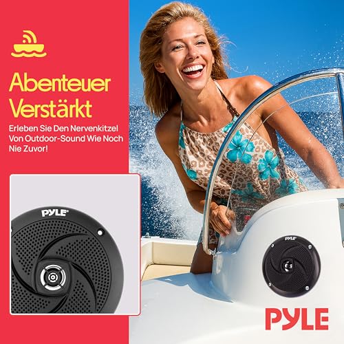 Pyle Wasserdichter Marine-Lautsprecher – 13,3 cm (5,25 Zoll), 180 Watt Low Profile Slim Style System – wetterbeständige Outdoor-Lautsprecher für Boot, Terrasse, Pool, Deck, Zuhause (schwarz)