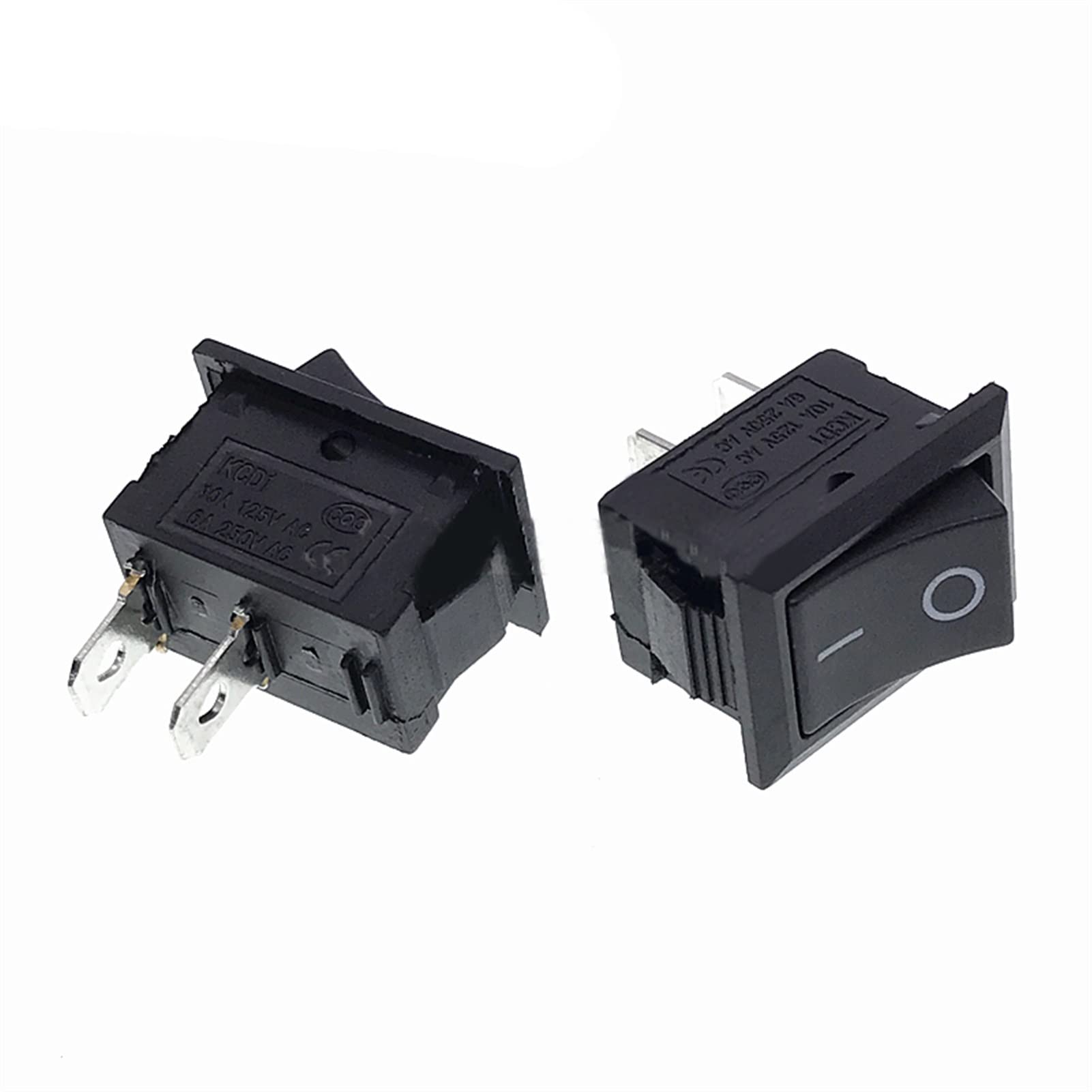 ZDVHOMCB Push Button Switch 15x21mm SPST 2Pin 6A 250V 10V 125V KCD1-101 Snap-in On/Off Boat Rocker Switch 15MM*21MM Black Red White (Color : 5pcs Black)