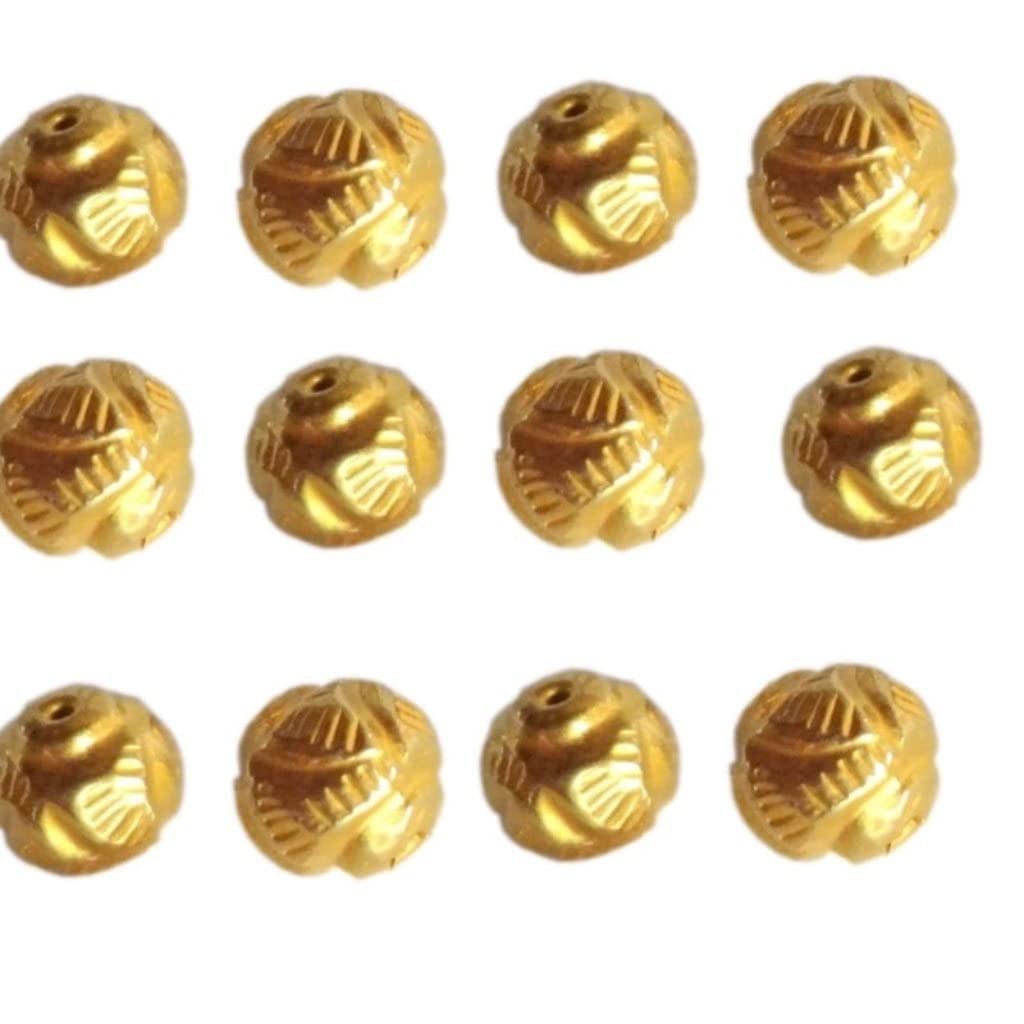 Solid 22K/18K Yellow Fine Gold 5 MM 20 Pieces Antique Round Beads For Personalized Jewellery And Jewellery Customization