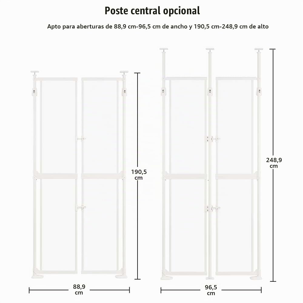 unipaws Puerta transparente extra alta para mascotas, puerta transparente ajustable para gatos de 190 cm a 250 cm con cerradura de puerta, montada a presión, no requiere taladrar, puerta de seguridad