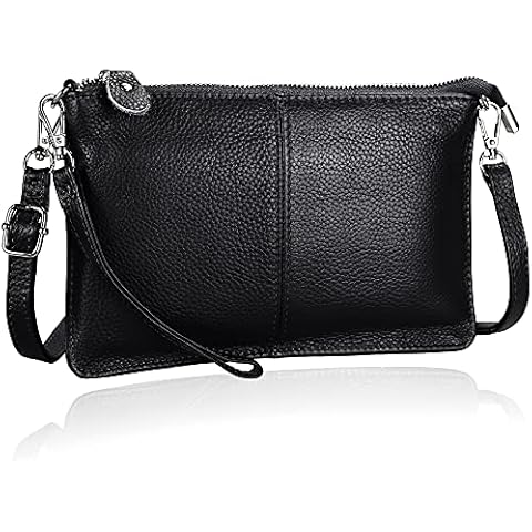 befen Small Leather Crossbody Bag for Women, Cell Phone Cross Body Black Clutch Purses Ladies Handbags & Shoulder bags, Envelope Wristlet Clutch Wallet with Wrist Strap Cover
