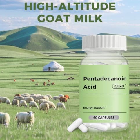 Complexe d'acide pentadécanoïque – Soutient le métabolisme, l'immunité et la vitalité – à partir de lait de chèvre – Sans OGM, paquet de 2