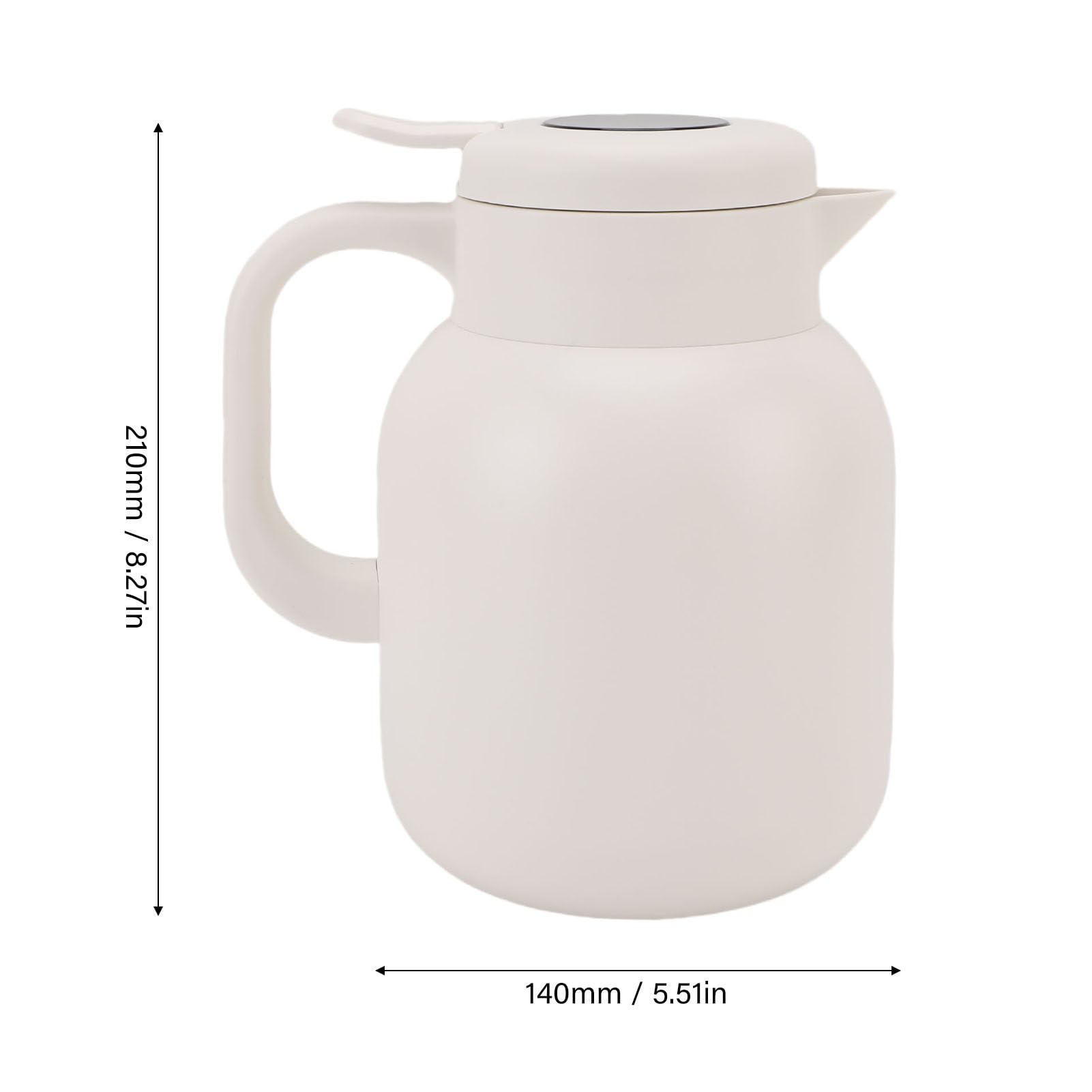 SIXRUN Teiera Isolata, 1500 Ml Caraffa da Caffè in Acciaio Inox a Vuoto con Coperchio Antigoccia per Tè Caffè Latte Acqua e Bevande Calde e Fredde (WHITE)