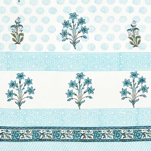 Image of BLOCKS OF INDIA Hand Block Printed Cotton Daylight Curtains with Eyelets(Set of 2 Curtains) (Block 9, 7 Feet /Door)