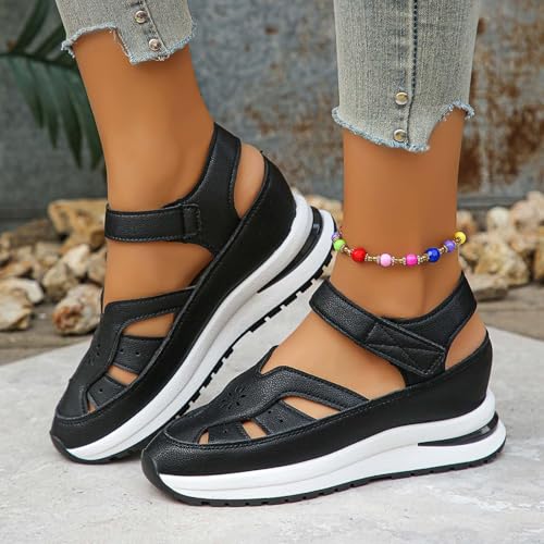 Sandalias con plataforma para paseos de verano cómodos con tira ajustable 3