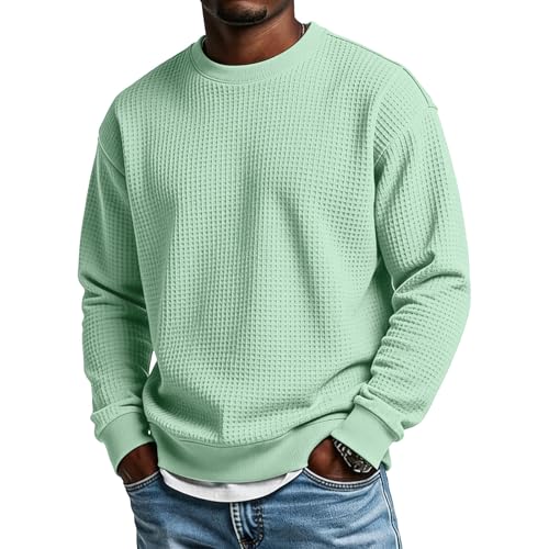 Sweat épais homme tissu gaufré chaud pull col rond manches longues hiver confortable