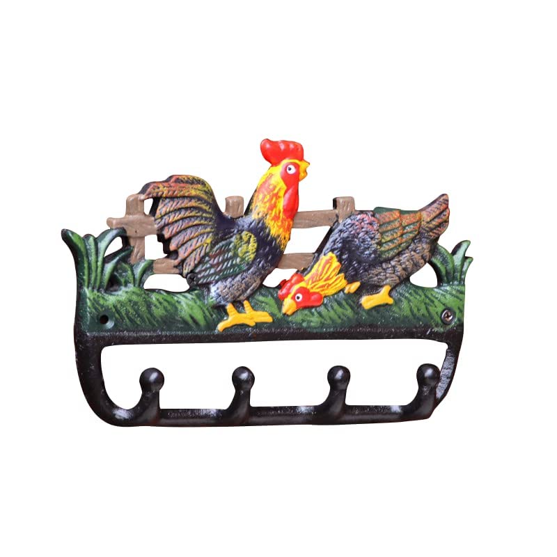 TentHome Vintage Cast Iron Wall Hook Rack Decorative Key Coat Towel Holder Hanger (Cock)