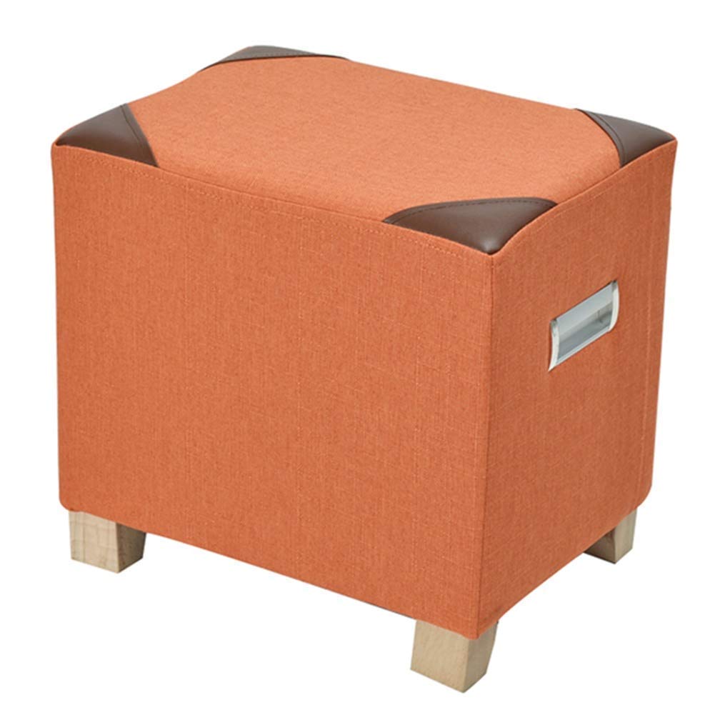 Tabouret de pied ottoman et petit banc repose-pieds rembourré orange en tissu pour salon
