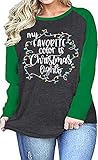 Plus Size Christmas Shirts Women My Favorite Color is Christmas Lights Shirt Plaid Raglan Long Sleeve Tops Green