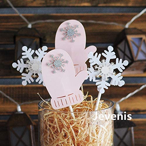 Jevenis Pink Winter In Wonderland Baby Shower Decoration Winter Onederland Girl Cupcake Decoration Snowflake Cupcake Toppers For Christmas Winter Wonderland Party Baby Shower #TOP1