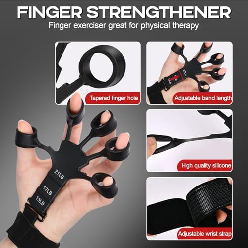 3pcs Forearm Hand Grip Strengthener Kit, 2025 Upgraded Adjustable Hands Exerciser Gripper with Finger Resistance Bands and Grip Rings, Strength Training Grips Strengtheners for Muscle Building - Image 5