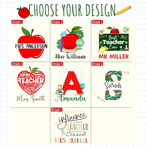 Personalized Teacher Tote Bag with Name – Custom Monogrammed Canvas Shoulder Bag – 6 Aesthetic Designs – Teacher Appreciation, Birthday, Christmas Gift for Women, School or Everyday Use2